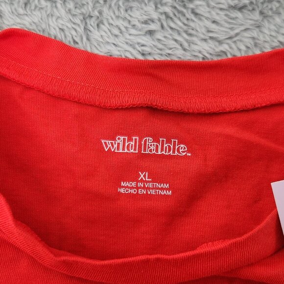 3/$20 Wild Fable T-Shirt Womens XL Red Long-Sleeve Cropped Solid Crop Top Cotton - Picture 7 of 9